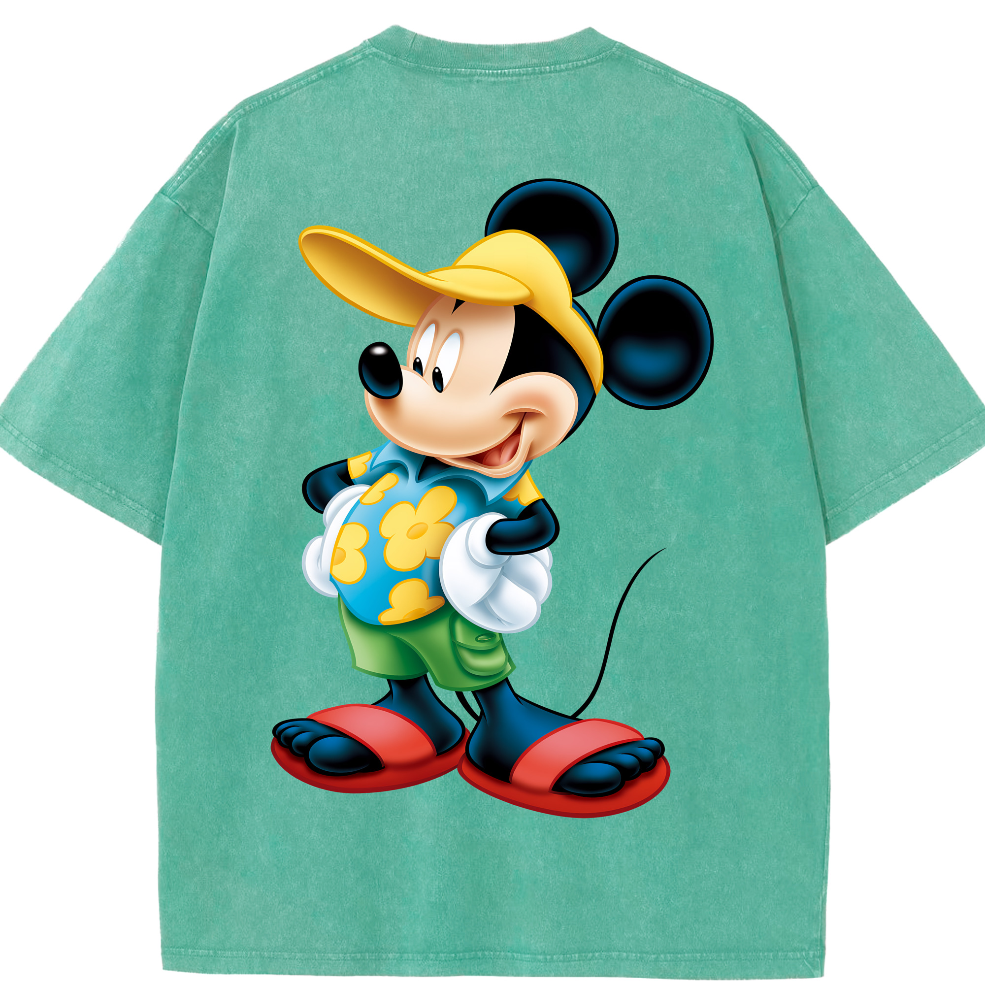 （画像用） ミッキーマウス Mickey Mouse 綿100% ヴィンテージ風 半袖Tシャツ（背面プリント）